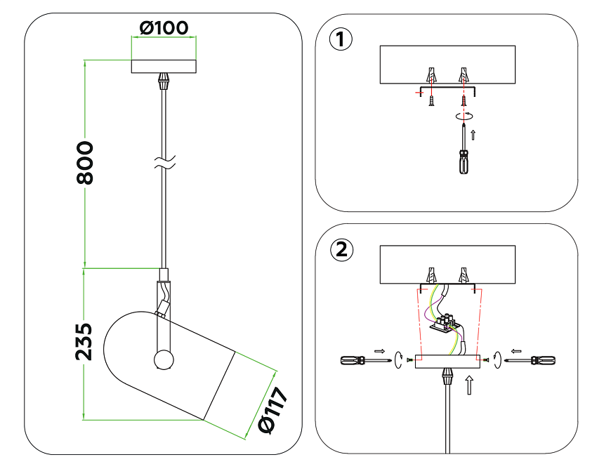 TR8206 BK черный E27 max 40W D117*1035